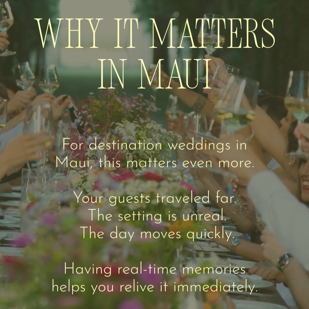 Graphic describing why wedding content creation is valuable for destination weddings in Maui.