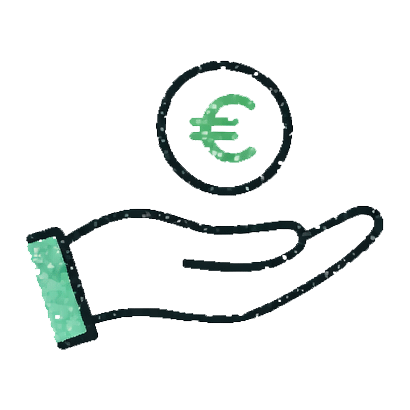 Main tenant une pièce de monnaie avec le symbole de l'euro.