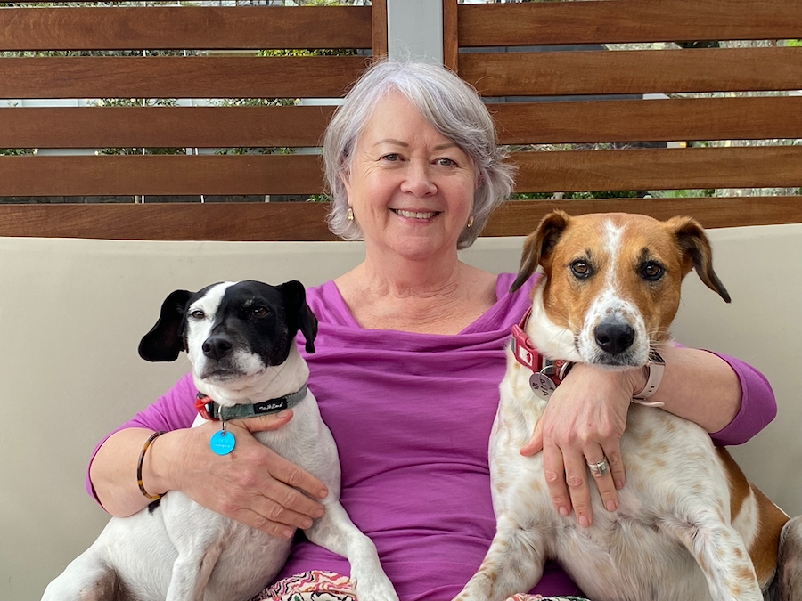 Paradise Cakes' Tess Kelly with her two dogs