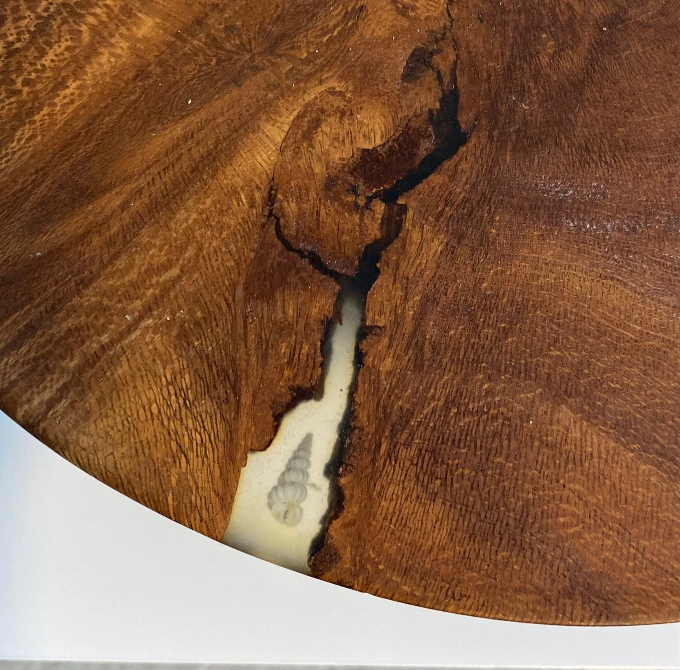 Detail of hand turned wooden cake stand