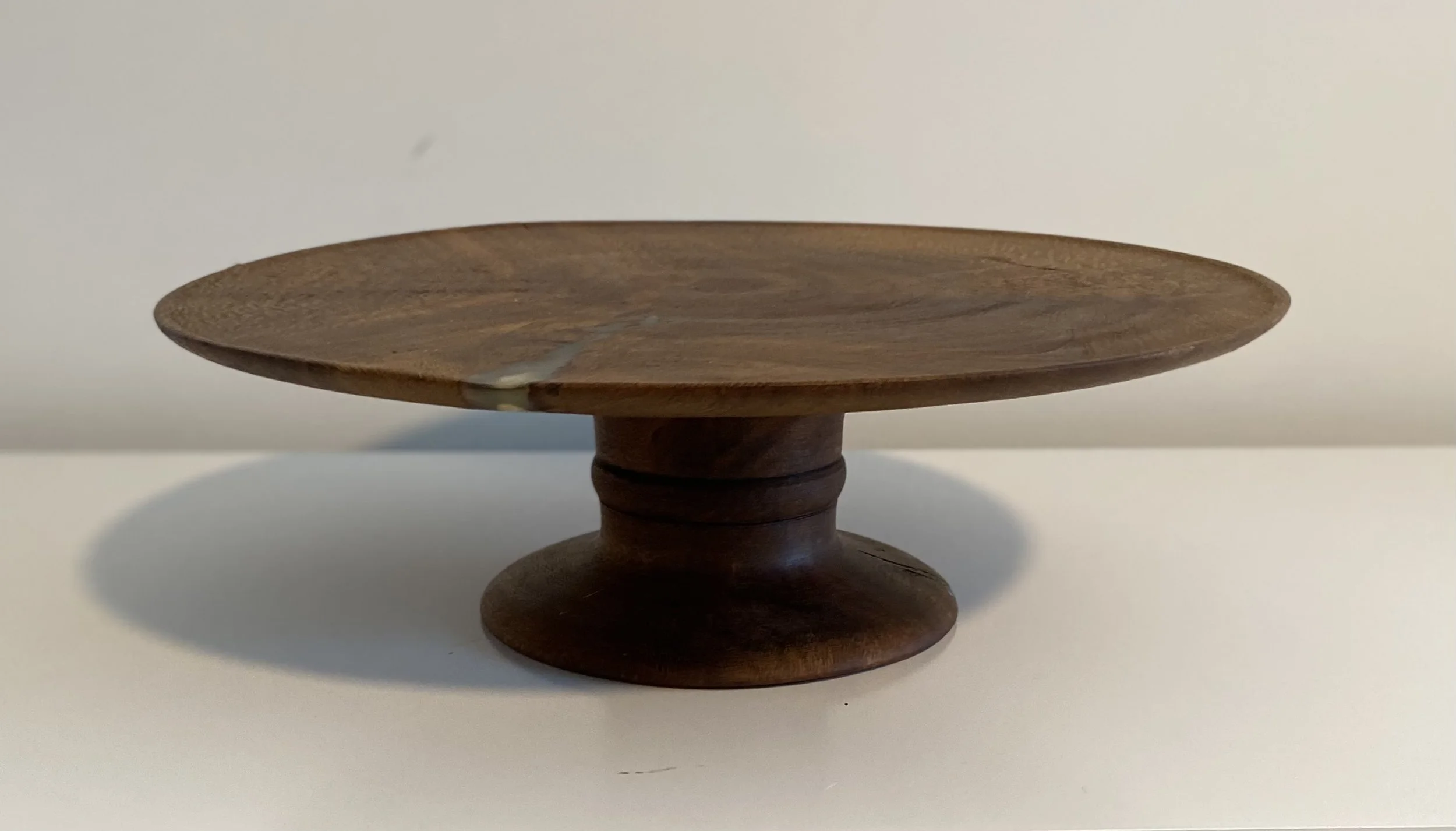 Hand turned wooden cake stand, fits 33 cm diameter cake