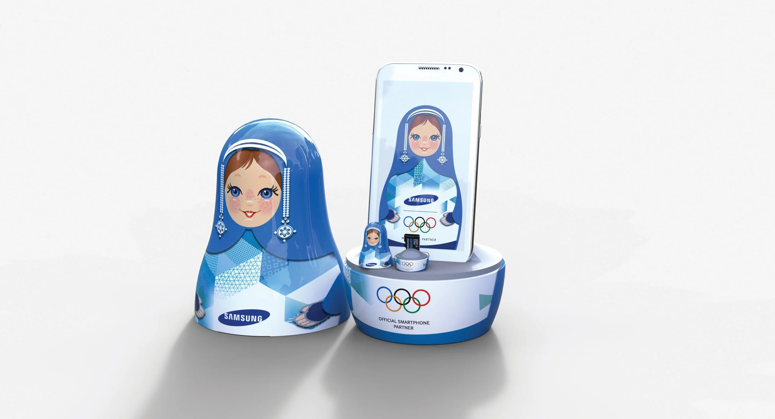 Samsung Matryoshka stand for Sochi 2014. 2014 소치 올림픽 삼성전자 공식 굿즈 마트료시카 충전기 제작 및 디자인 기획.