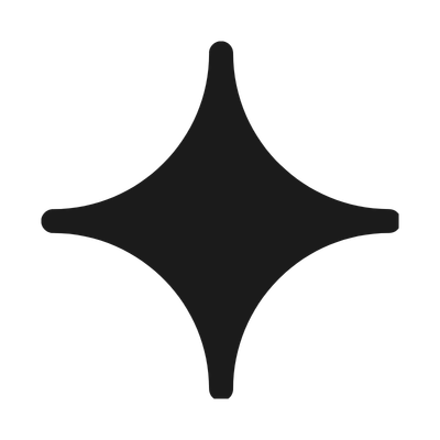A black star-shaped symbol on a black background, resembling a sparkle or shining effect.