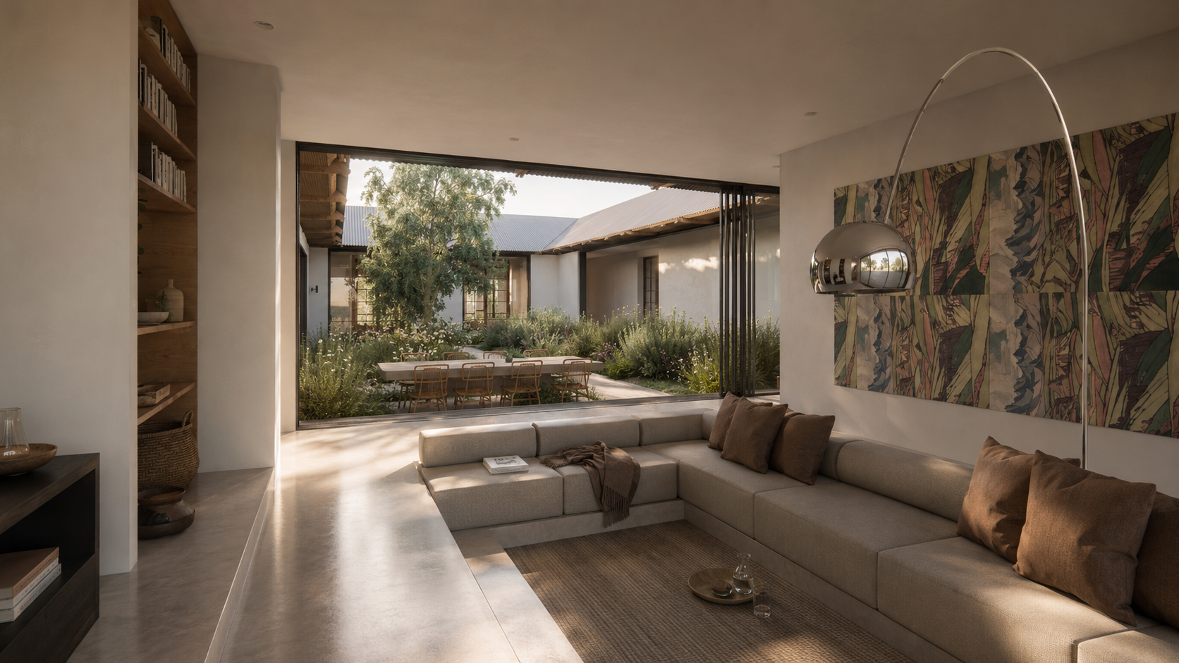 Modern Sunken Living Room Courtyard View.png