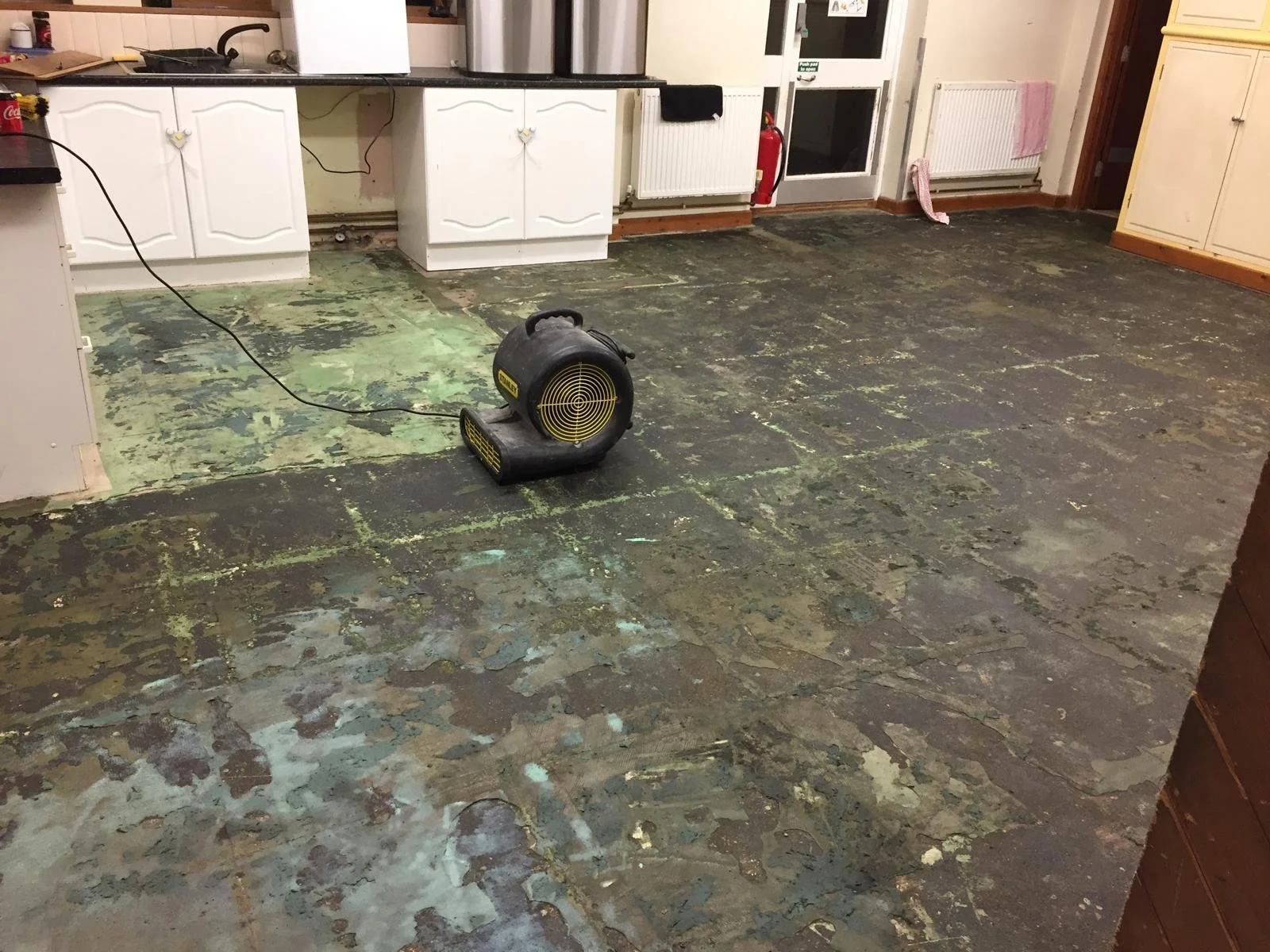 Crondall  preschool Kitchen floor uplifted and primed