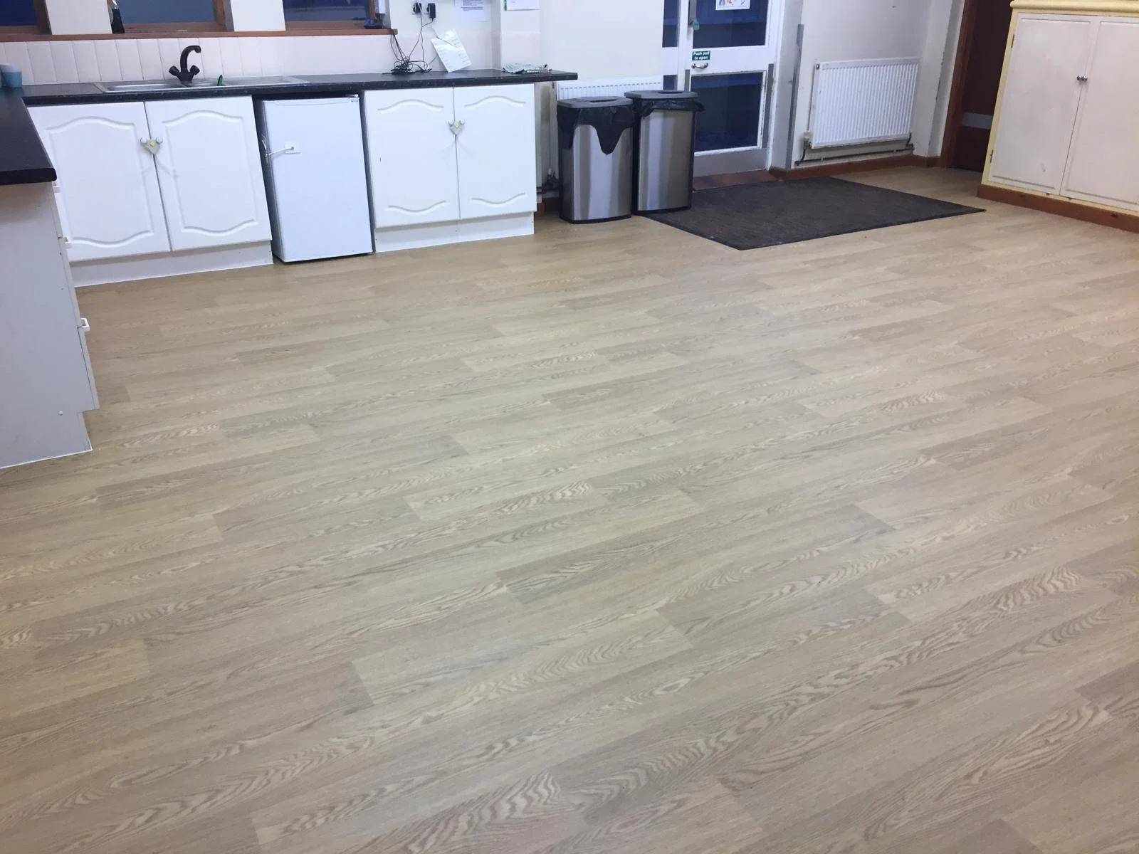 Nonslip safety Flooring polyflor wood fx installed with hot welded seams