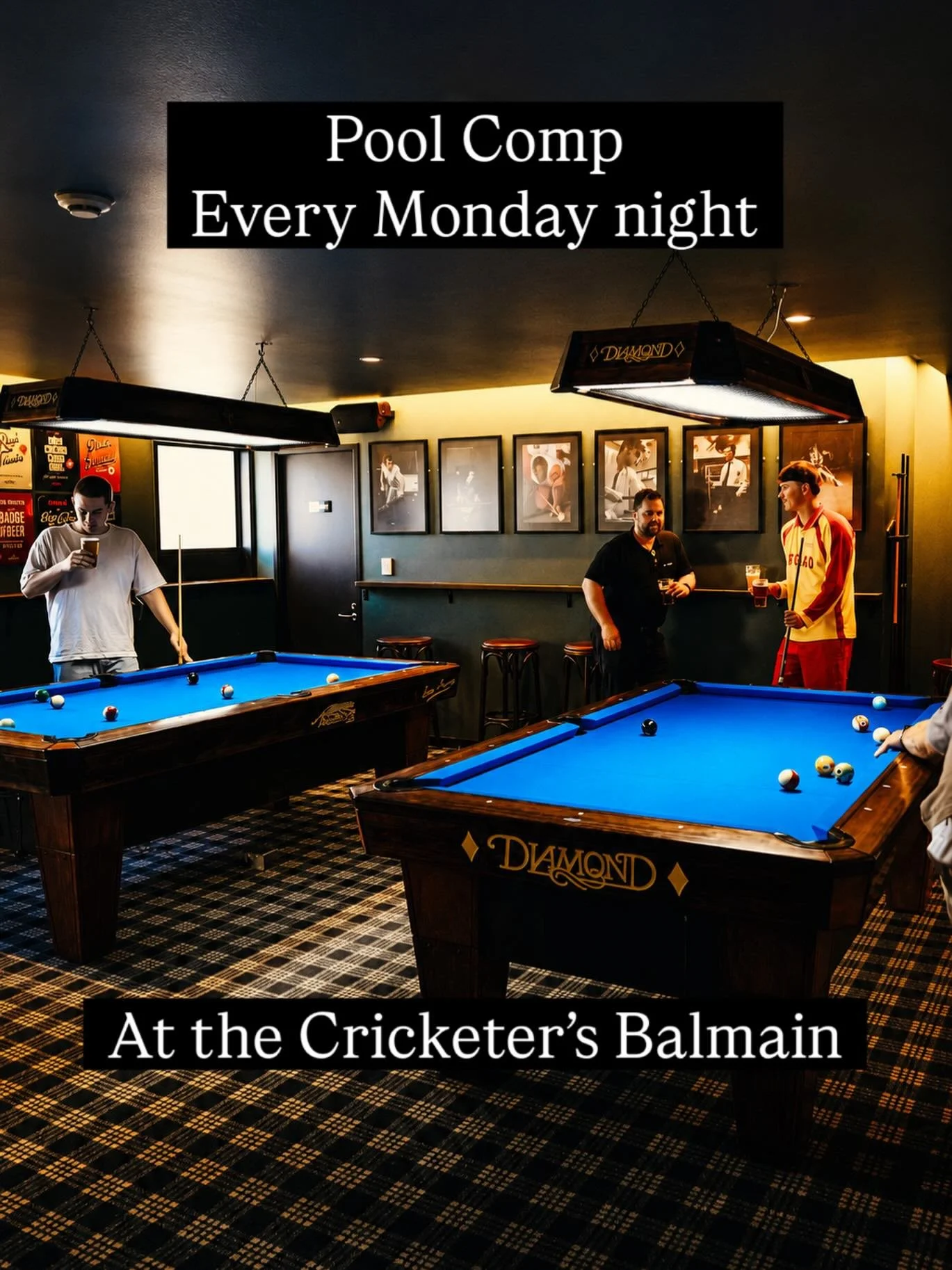 The Pool Comp is on tonight at 7pm! 🎱
@thecricketersbalmain 

$10 entry
🍺 Free 4 Pines Japanese Lager on entry
🏆 Bonus free entry lag comp at 6:30pm
💰 Cash + bonus prizes 

Sponsored by: @4pinesbeer