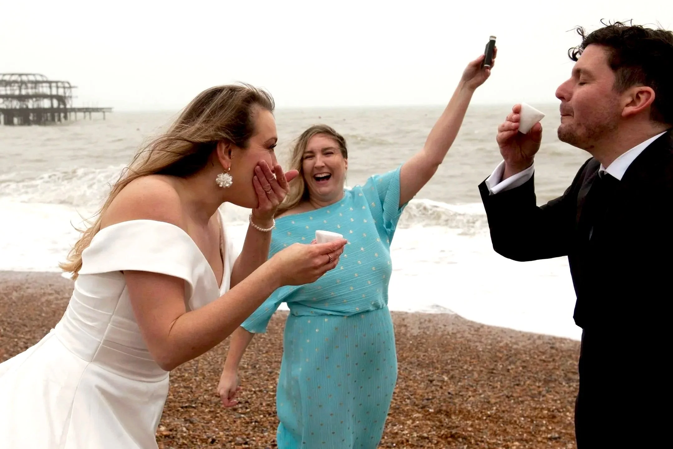 a vow renewal on brighton beach led by a celebrant