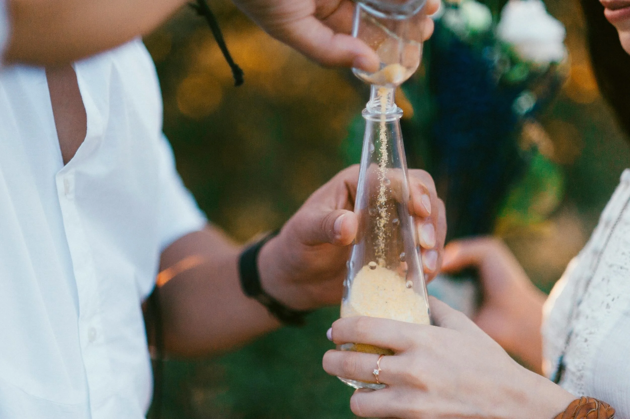 a sand ceremony ritual at a wedding