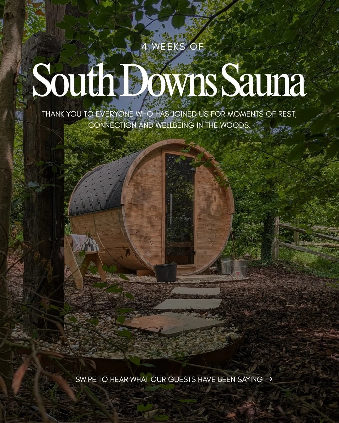 Four weeks of South Downs Sauna 🧡🌿🪵

In just one month, we&rsquo;ve welcomed so many wonderful guests into our woodland sanctuary for moments of warmth, connection and deep relaxation. 

From first time sauna experiences and whisking rituals to po