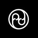 Minimalist circular logo with abstract face and geometric shapes