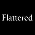 Text displaying the word 'Flattered' on a black background.