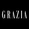 Grazia magazine logo in white text on a black background