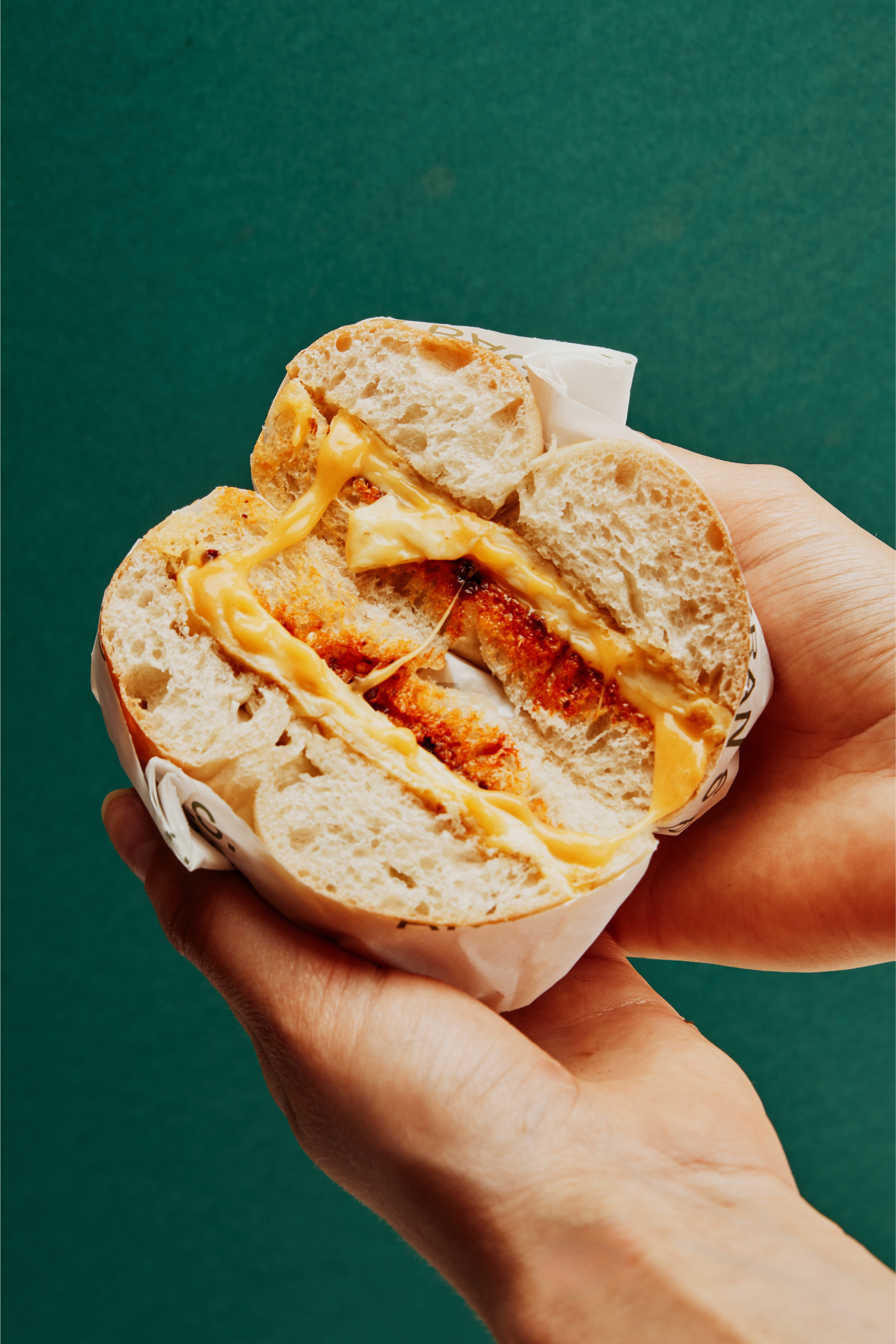 EGG & CHEESE BAGEL.