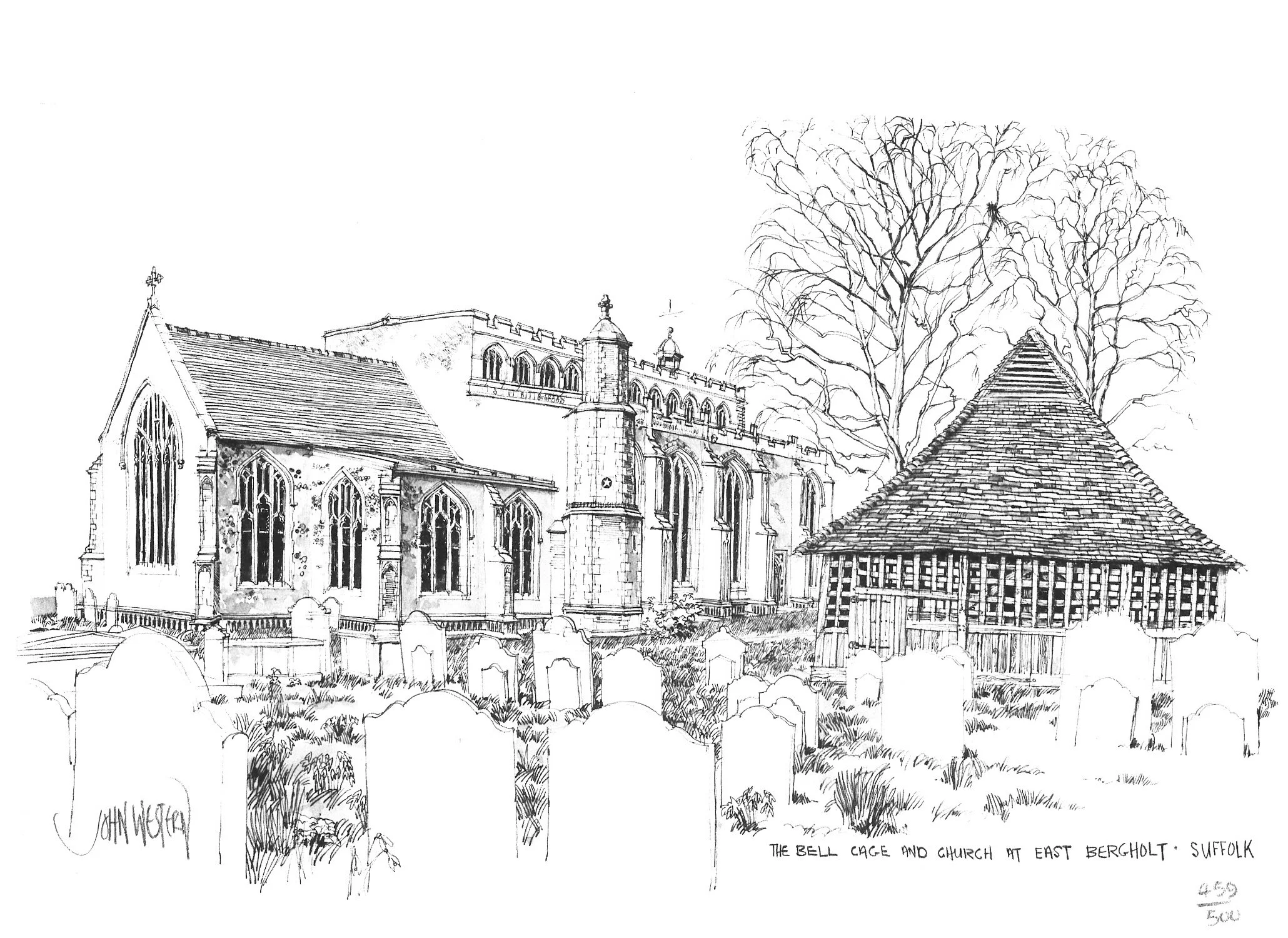Bell Cage & Church, East Bergholt