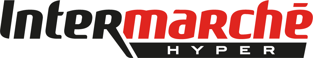 Logo d'Intermarché Hyper en couleurs noir, rouge et blanc.