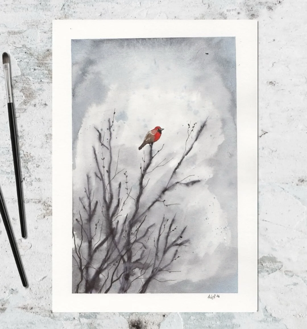 Birb! 🐦
Die schwarze tinte, mit der ich die &Auml;ste gemalt habe, war wasserl&ouml;slich&hellip;.ups. Happy accident 😄
#watercolor #birdpainting #instaart #k&uuml;nstlerduisburg #animalart