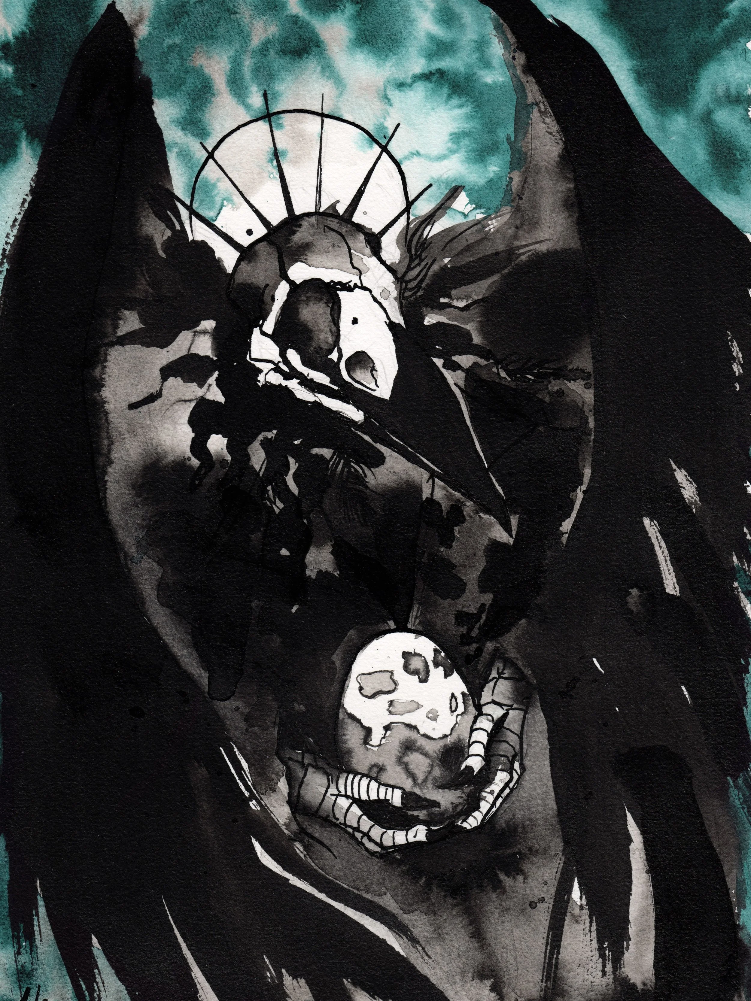 Wieder eine Eskalation in Tusche 😂
#darkart #inkpainting #raven
