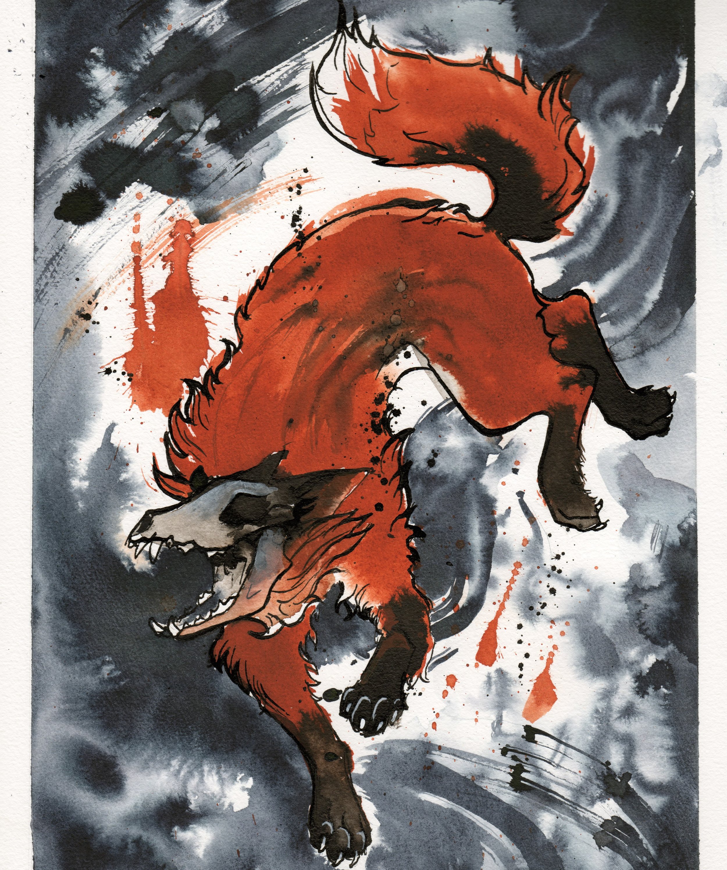 Fuchs Geist - gemalt mit farbiger Tusche, verkauft auf der Eurofurence 😊
#coloredink #fox #darkart #traditionalartist