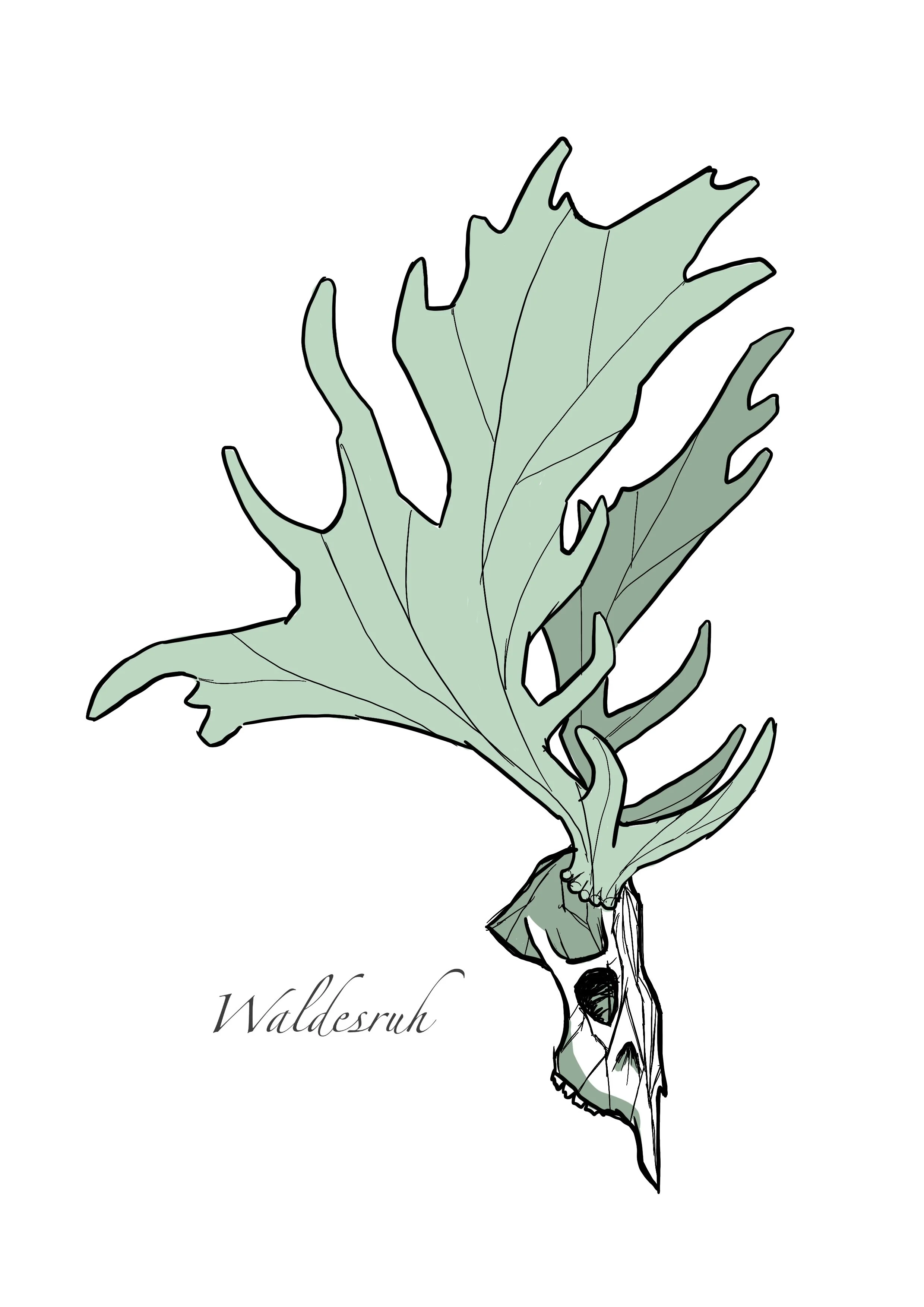 grüner illustrativer Elchschädel
