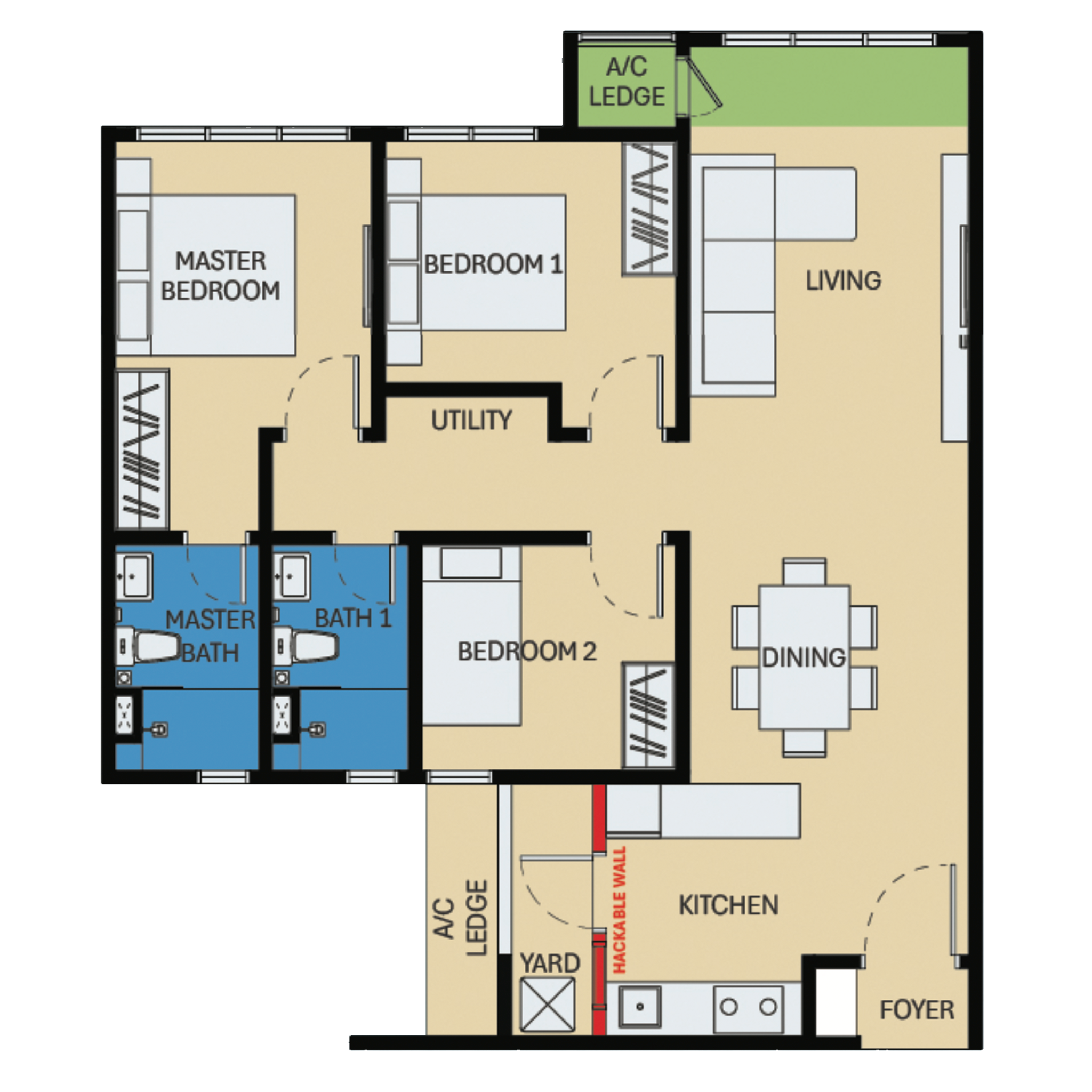 D’Evia Unit Layout Floor Plan - Type B2 - without Balcony