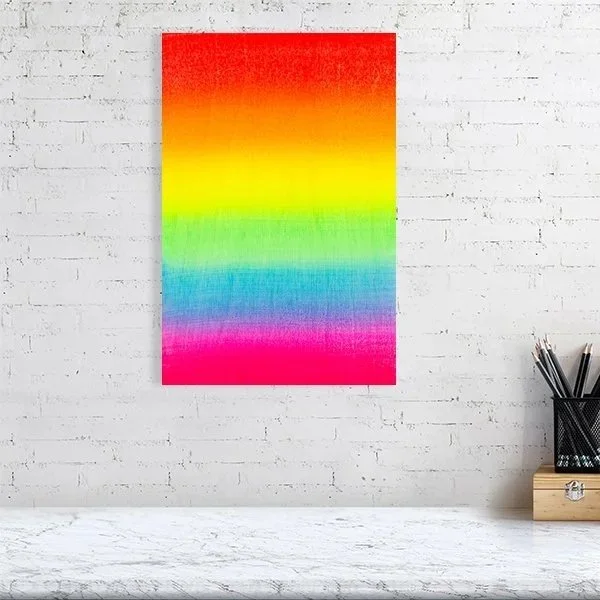 Rainbow Bands colourful abstract art print with horizontal gradient stripes