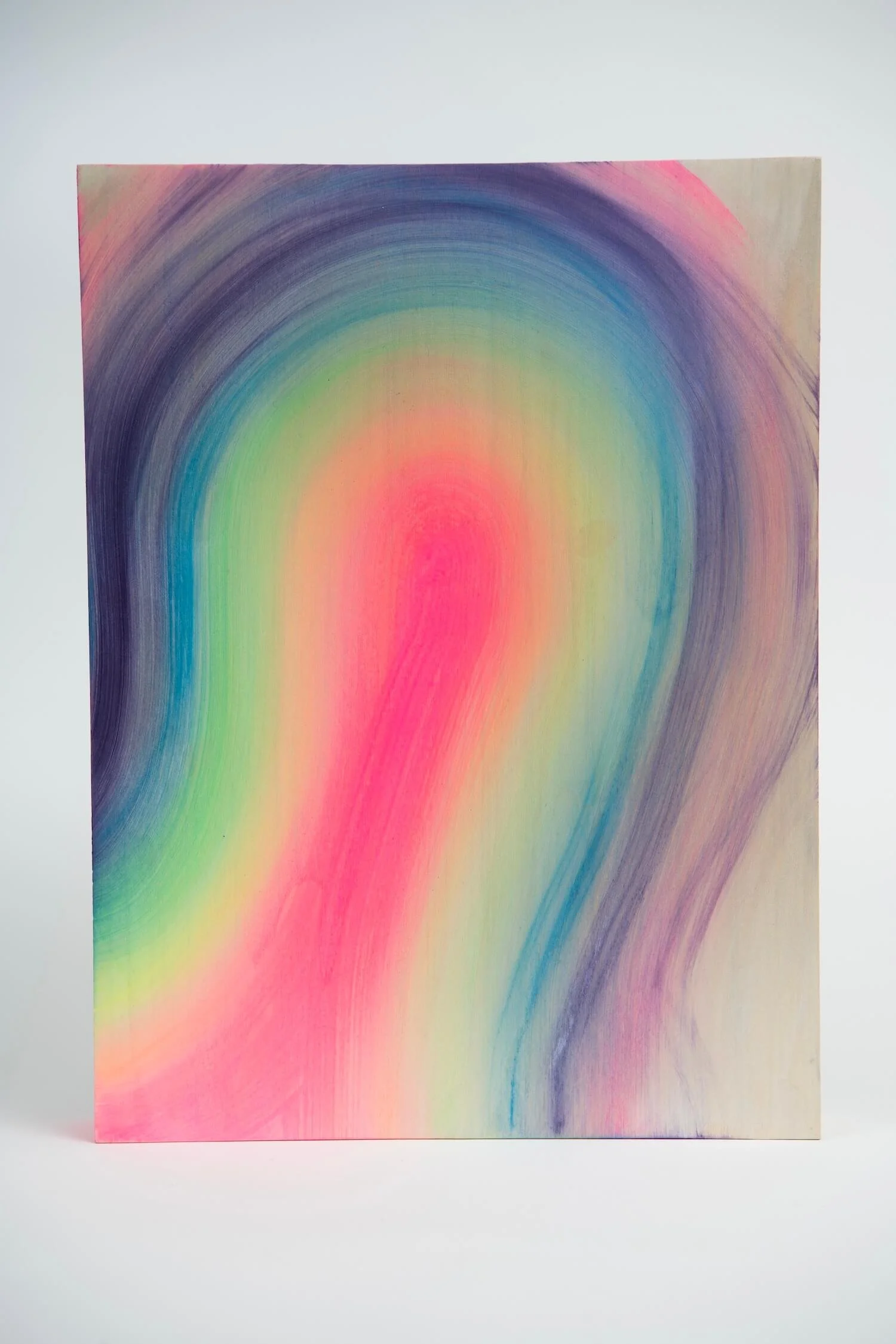 Rainbow Orb, acrylic and pearl on wooden panel, 40 x 30 cm