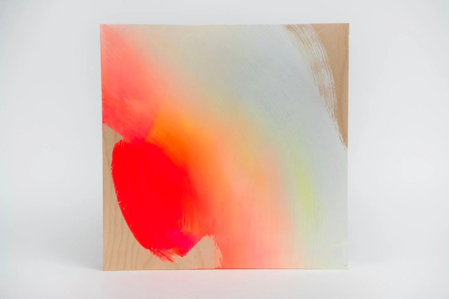 Neon Orange Blob, acrylic and ink on wooden panel, 30 x 30 cm