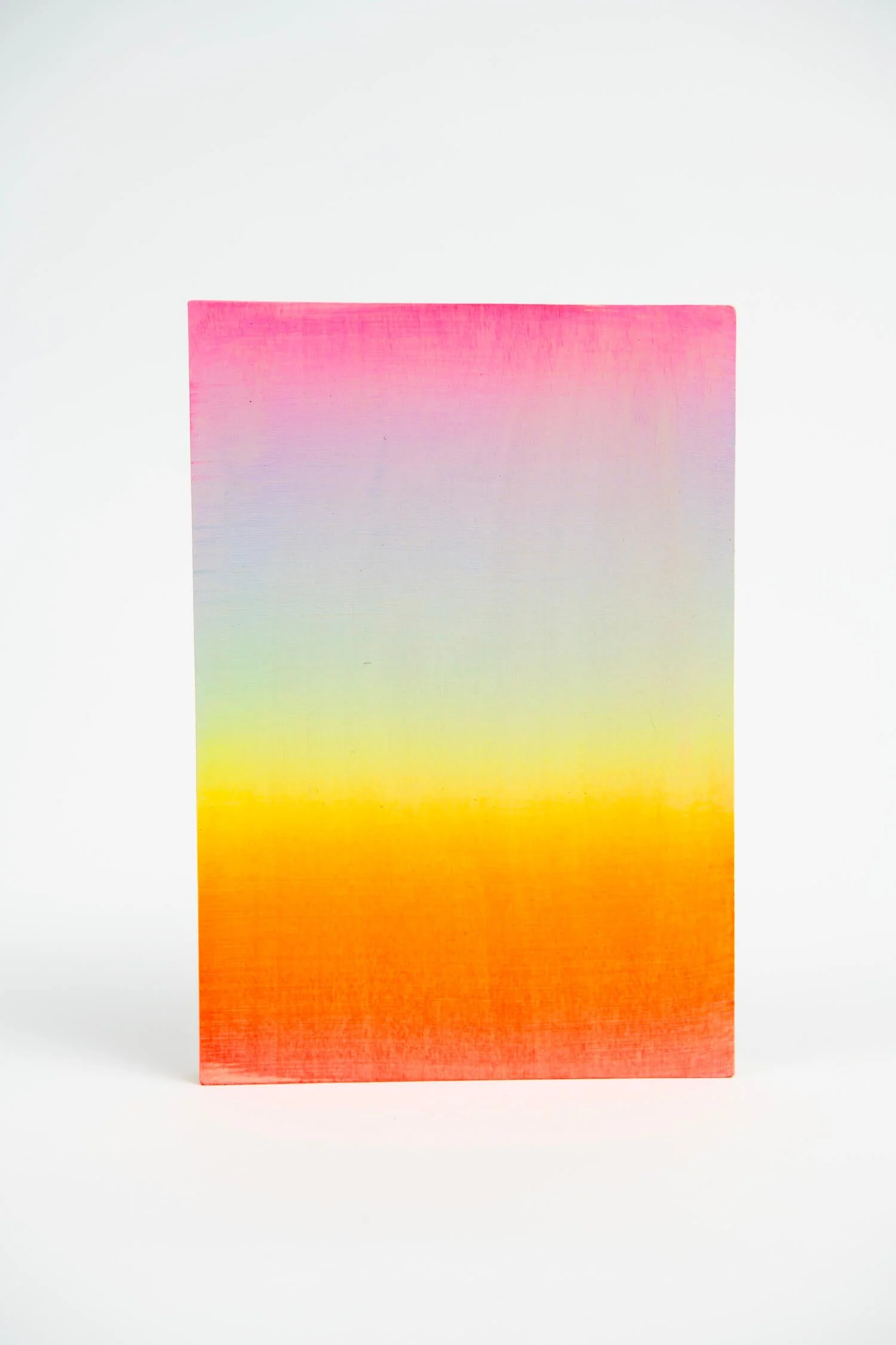 Pink White &amp; Orange Bands, acrylic and ink on wooden panel, 15 x 20 cm