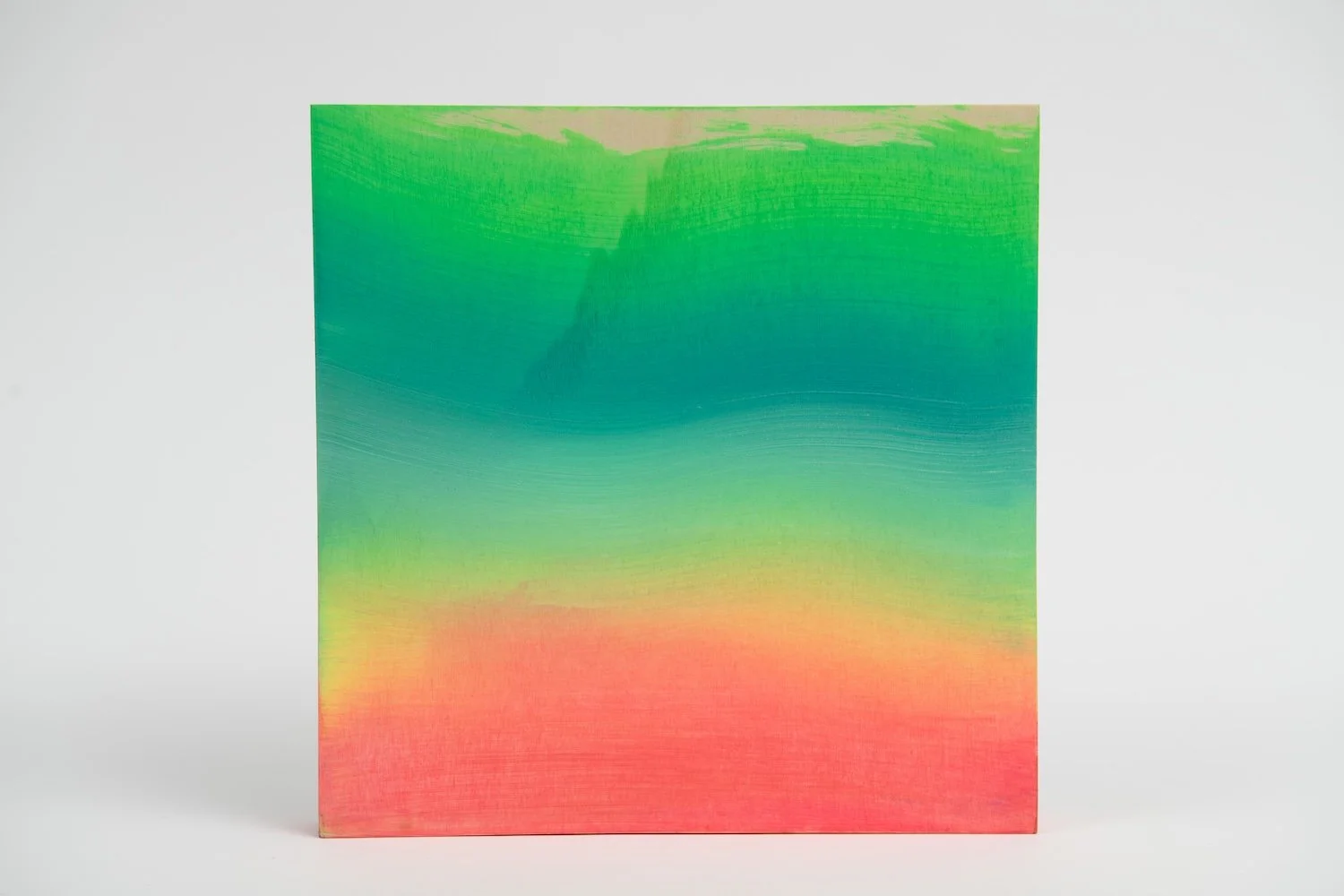 Green Yellow Orange Sky, acrylic on wooden panel, 25 x 25 cm