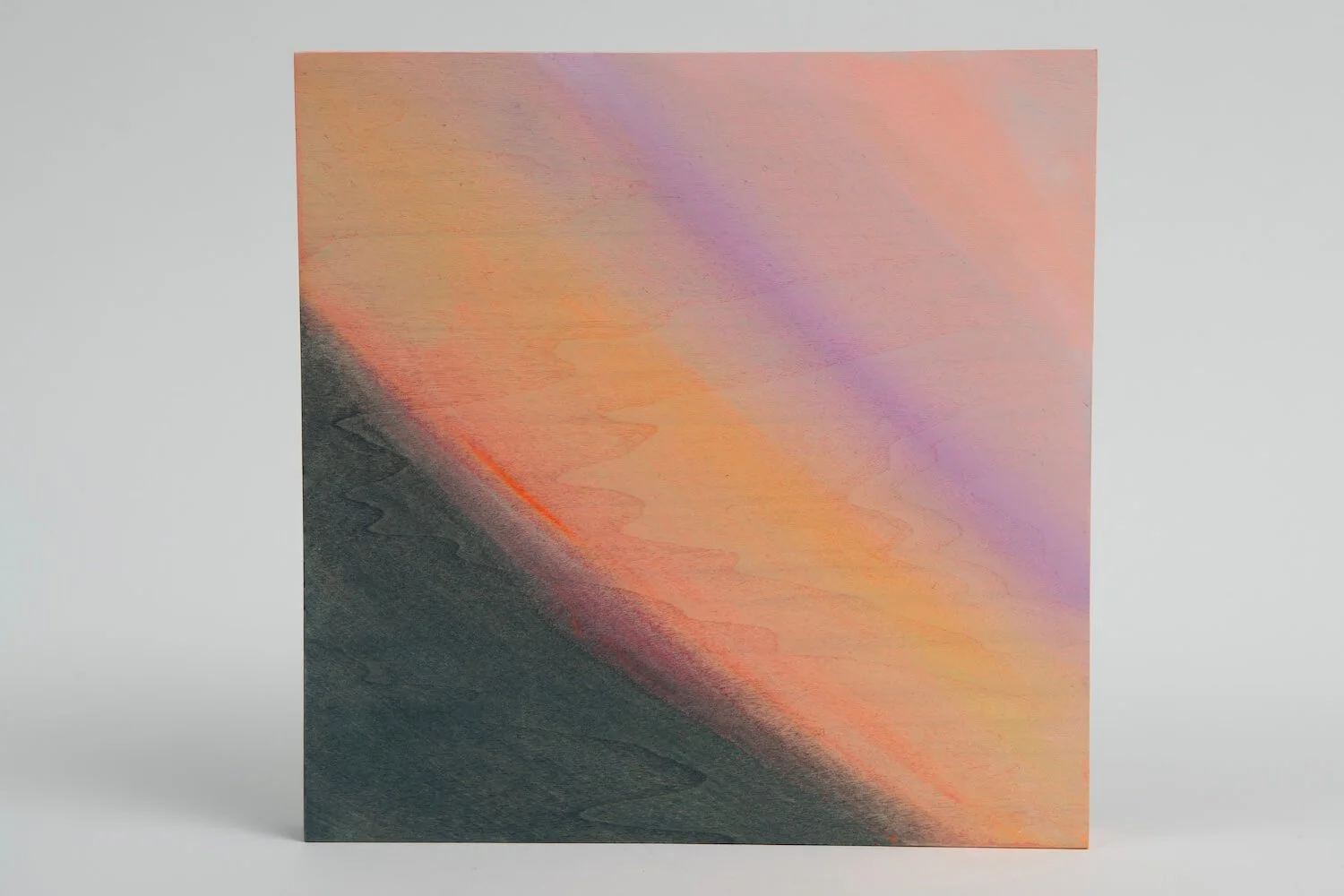 Water Sunset, acrylic, ink, flip tone paint on wooden panel, 26 x 26 cm