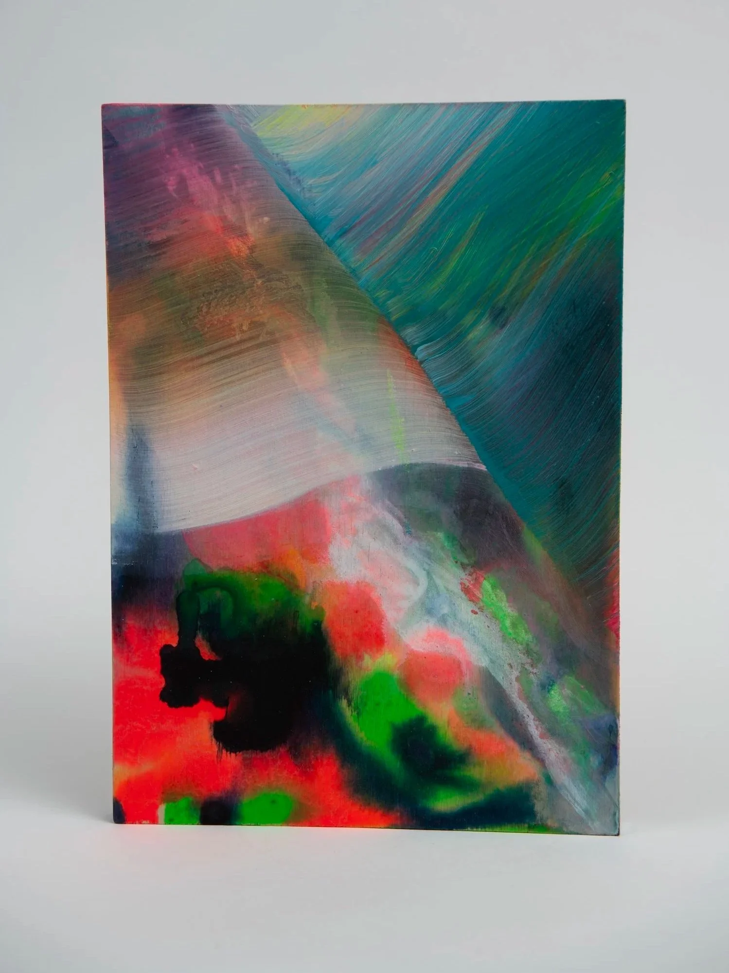 Northern Rainbow Curtain Folds , acrylic on panel, 29.5 x 21 cm