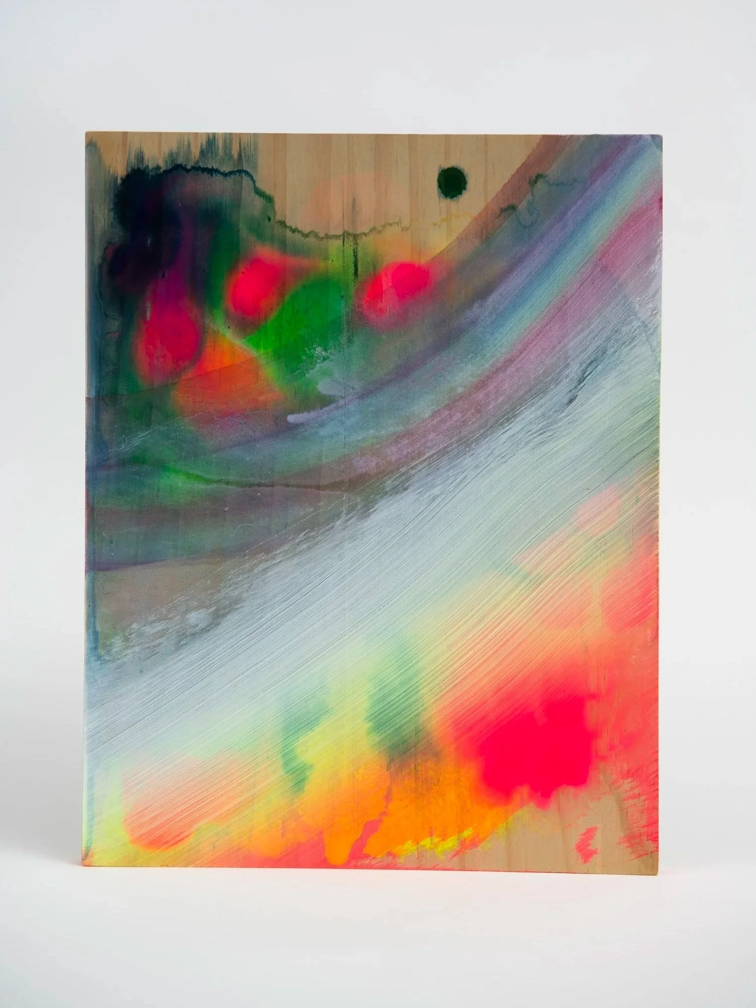 Rainbow Lash, acrylic ink and holographic paint on panel, 28 x 36 cm