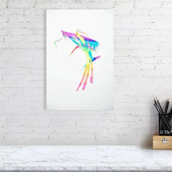 rRainbow Fingers abstract art print with ribbon-like bands of colour