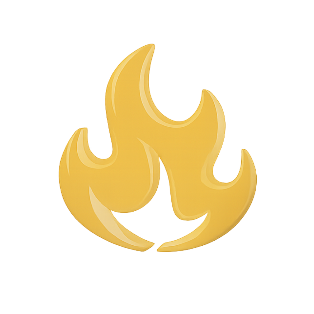 Gold flame emoji.