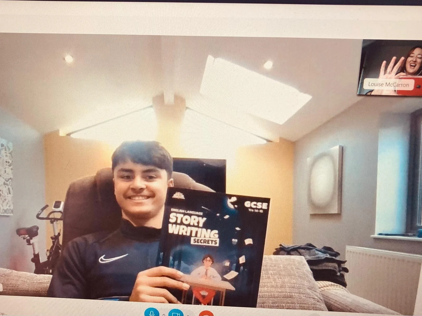 Student using LPM English revision guide featuring Grade 9 examples and exam strategies.