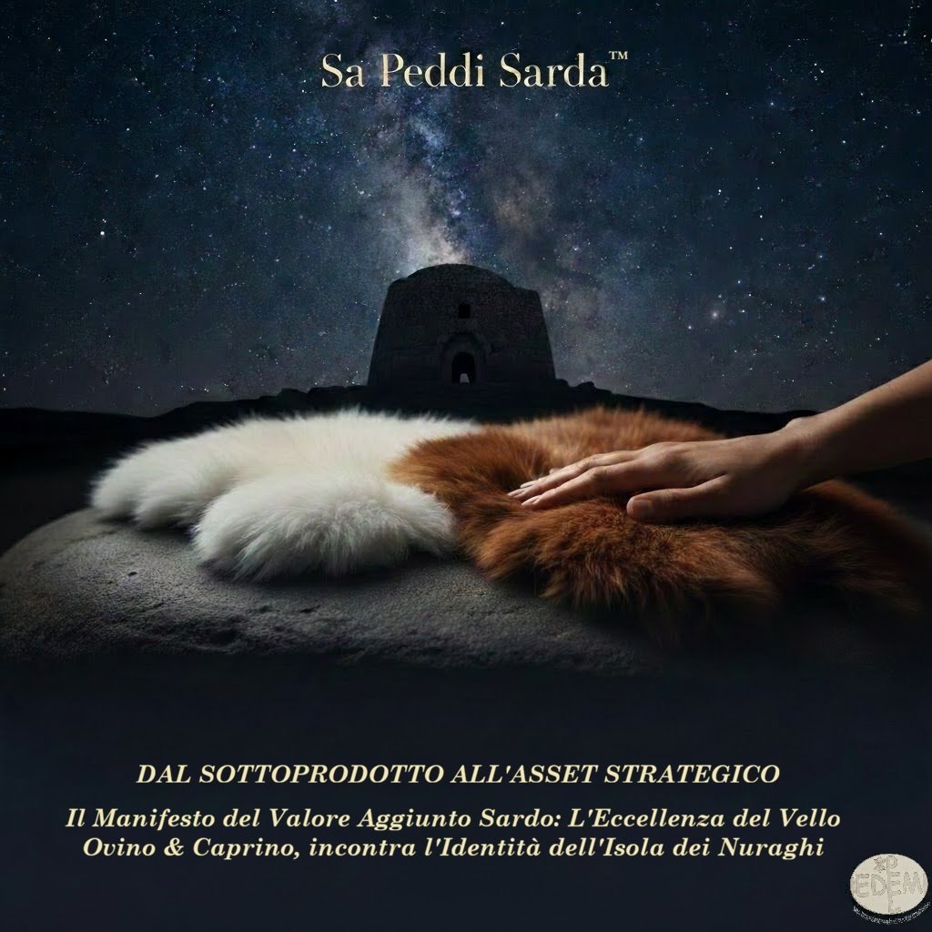 Sa Peddi Sarda project: shearling sheep, fleece  beneath the Milky Way and an ancient Nuraghe. Unique works of art designed by Tuveri Edmondo, expressing the Sardinian Added Value Manifesto for EDEM PEL srl , whit registered trademarks at UIBM  and S