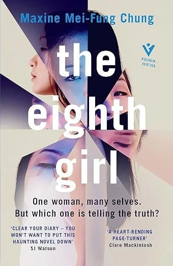 Book cover for 'The Eighth Girl' by Maxine Mei-Fung Chung, showing a collage of four women's faces and the title text in large white letters.