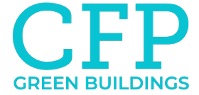 Logo van CFP Green Buildings in zwart en blauw