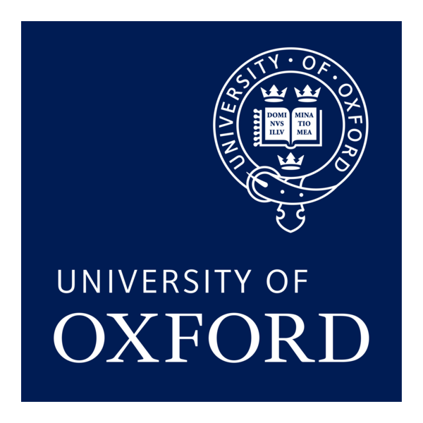 The logo of the University of Oxford with a dark blue background and white text and emblem.