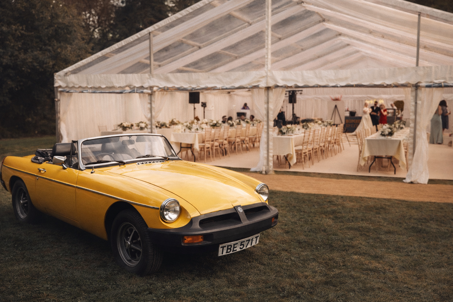 Yellow MG Convertible (With Driver)