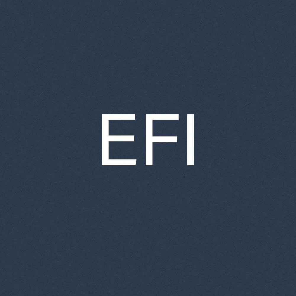 A dark background with the letters "EFI" in white centered in the image.