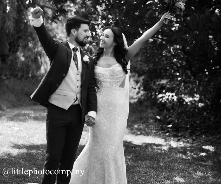 happy bride and groom