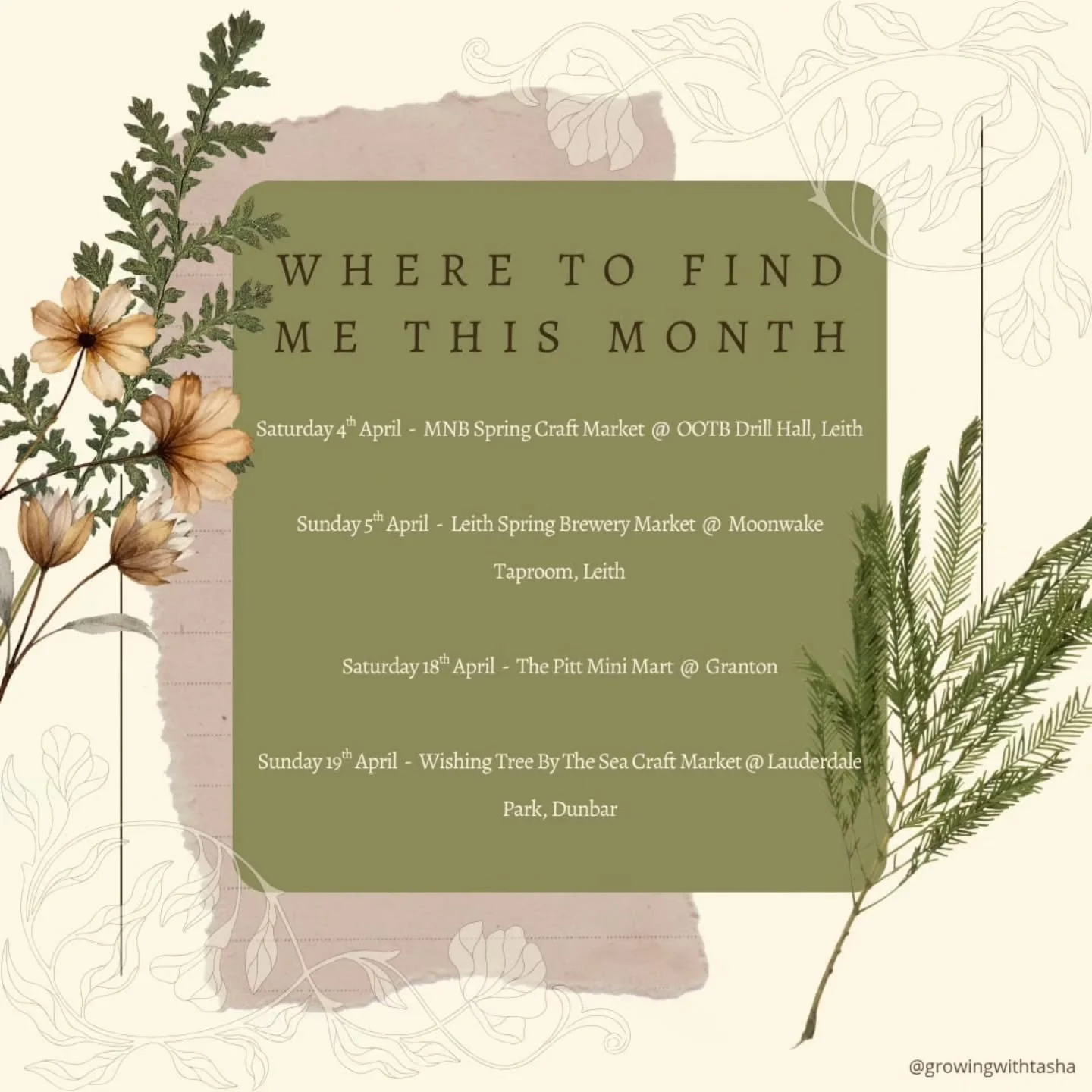 A slightly quieter month on the market front after a hectic March as I've got a couple of trips planned 🥰🌱

#localmakers #edinburgh #handmade #smallbusiness #april