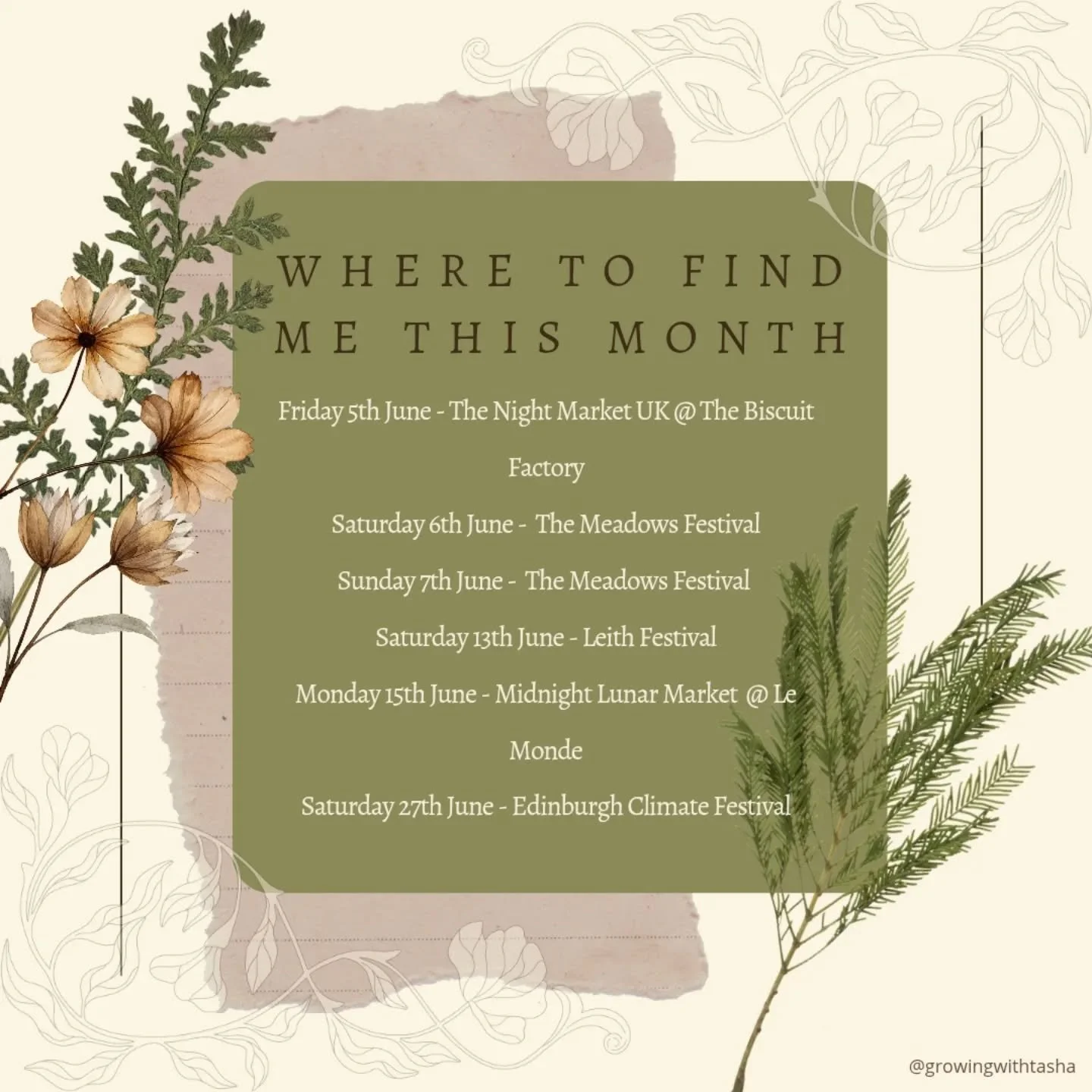 It's officially festival season! I am very excited to be trading at various festivals across Scotland throughout June and July 🥰

#ScotlandEvents #ScottishFestivals #Herbalist #ShopLocal #FestivalSeason