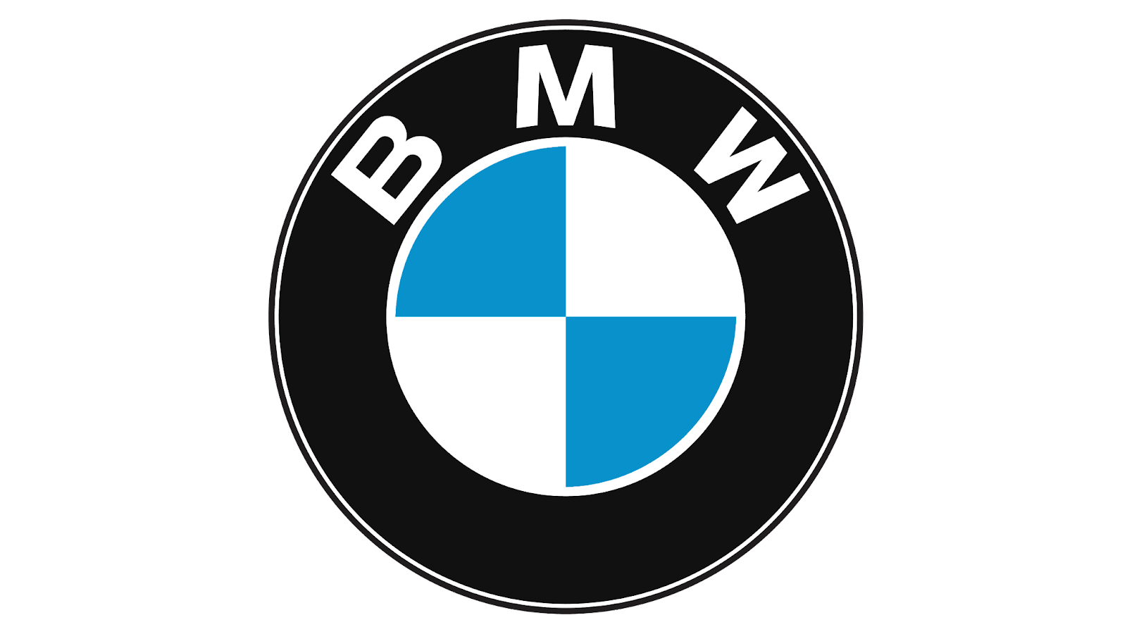 BMW logo with a black circular background and blue and white quadrants inside the circle.