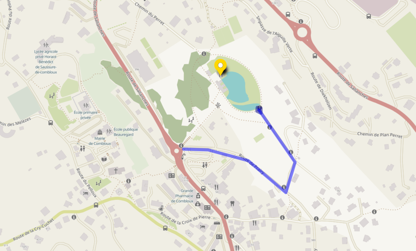 Carte d'accès au restaurant dans le centre de Combloux