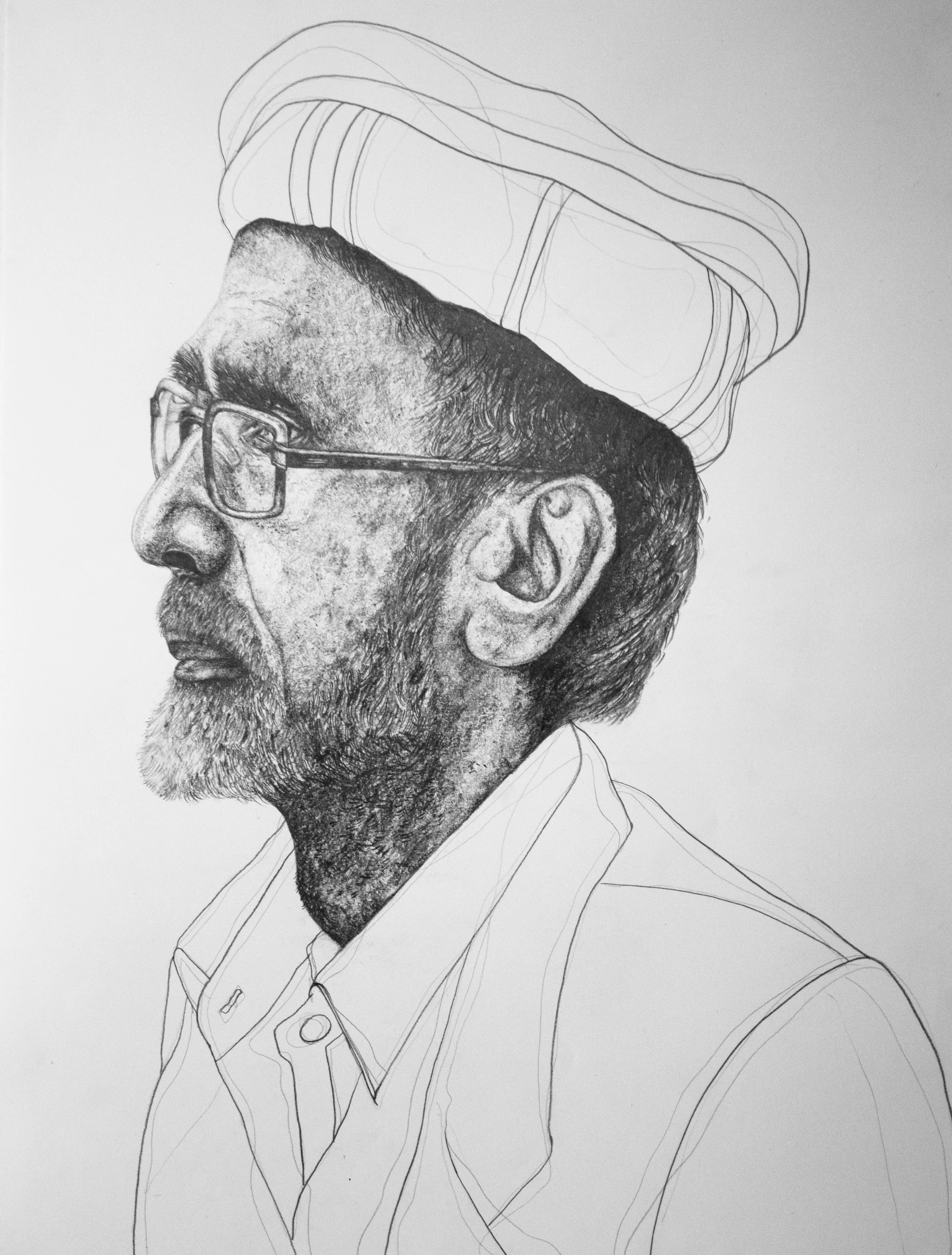  Saeed chacha, 18” x 24”, pencil on paper, 2018 