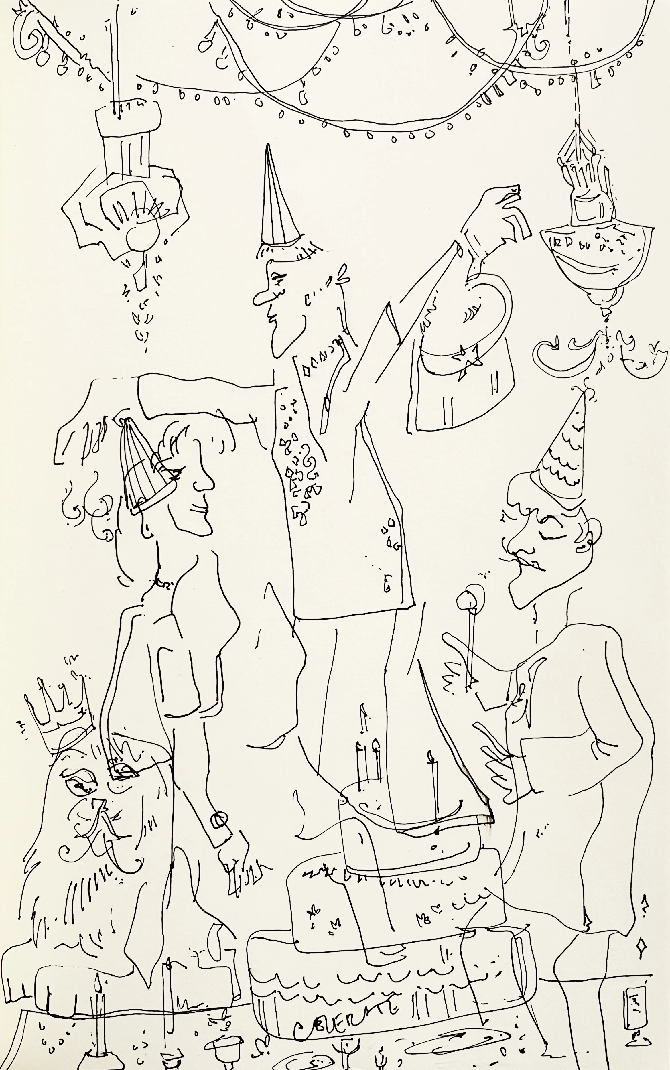 Aiza Ahmed, Three Dancers, 7.5 x 5.5 inches, pen on paper, 2021.jpg