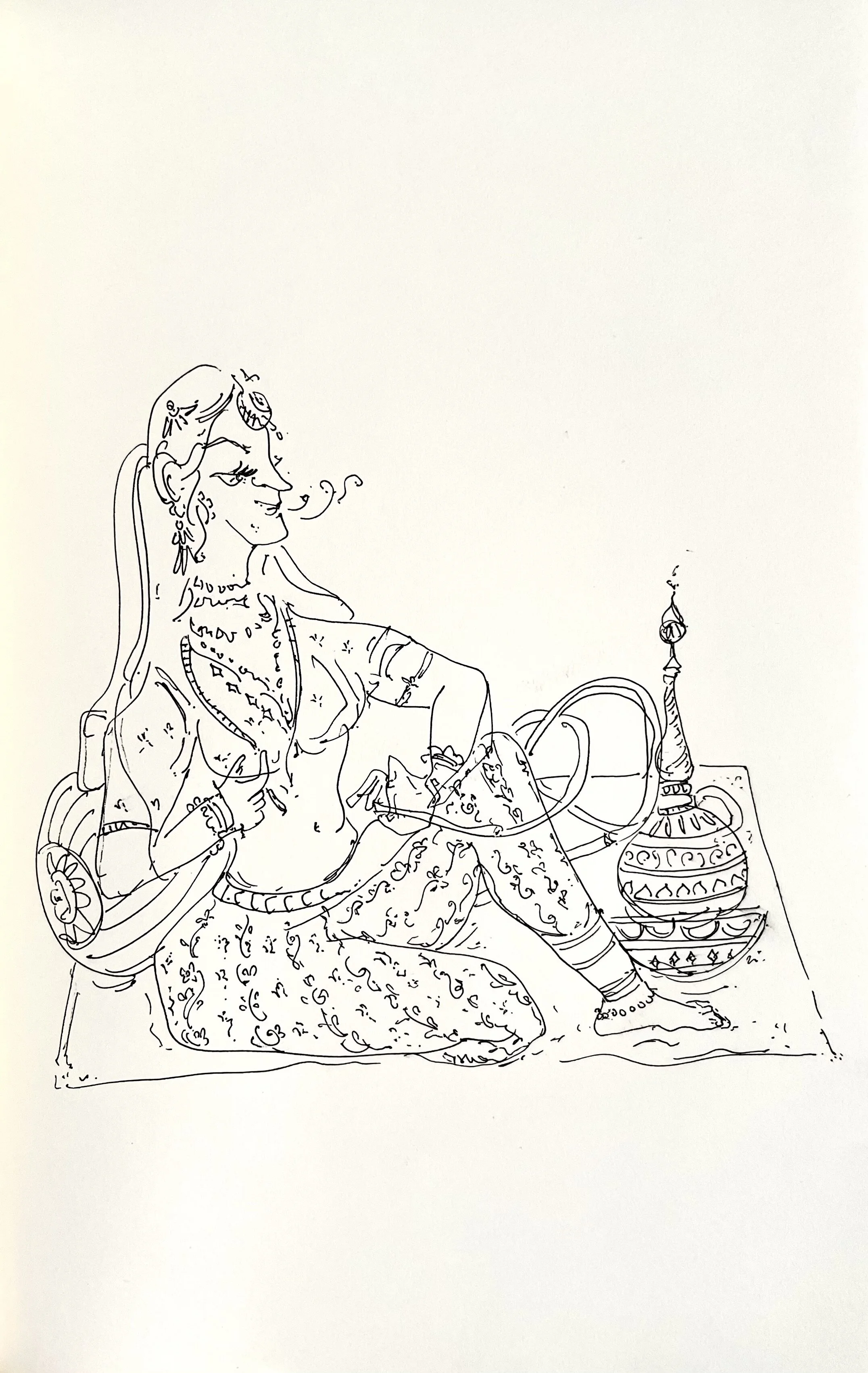 Aiza Ahmed, Smoke up a storm, 7.5 x 5.5 inches, pen on paper, 2021.jpg